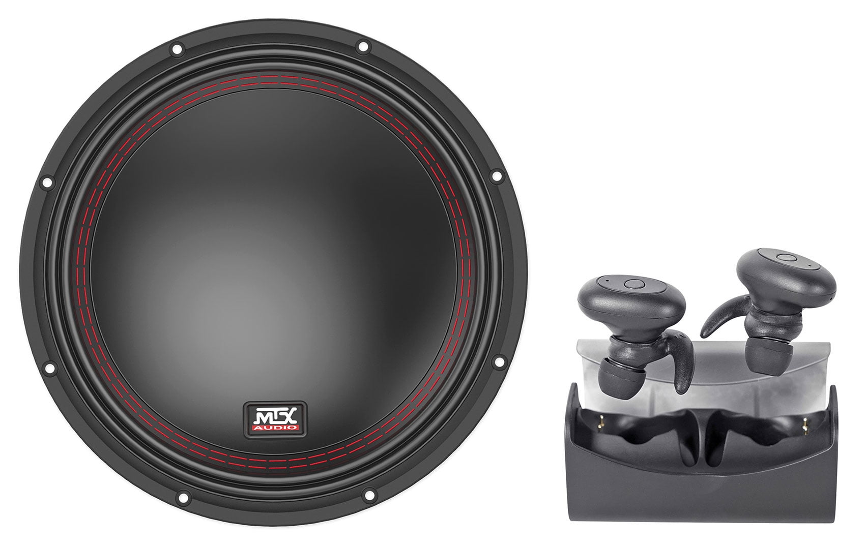 MTX 5510-44 10" 400 Watt RMS DVC 4-ohm Car Audio Subwoofer Sub+TRuRock Earbuds