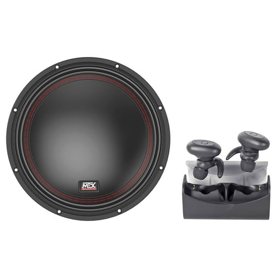 MTX 5510-44 10" 400 Watt RMS DVC 4-ohm Car Audio Subwoofer Sub+TRuRock Earbuds