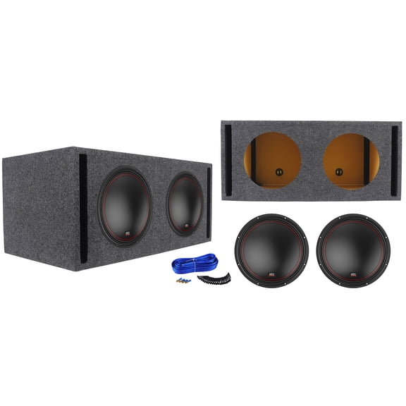 MTX 5512-22 12" 800 Watt DVC 2-ohm Car Audio Subwoofer+Ventled Sub Box Enclosure