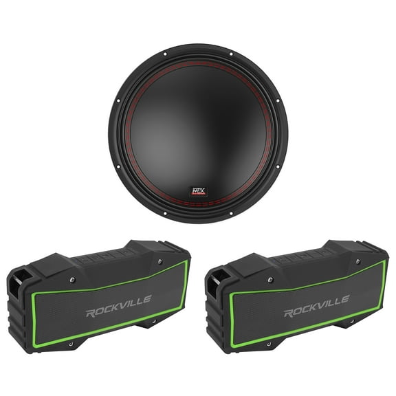MTX 5512-44 12" 400 Watt RMS DVC 4-ohm Car Subwoofer Sub+(2) Bluetooth Speakers