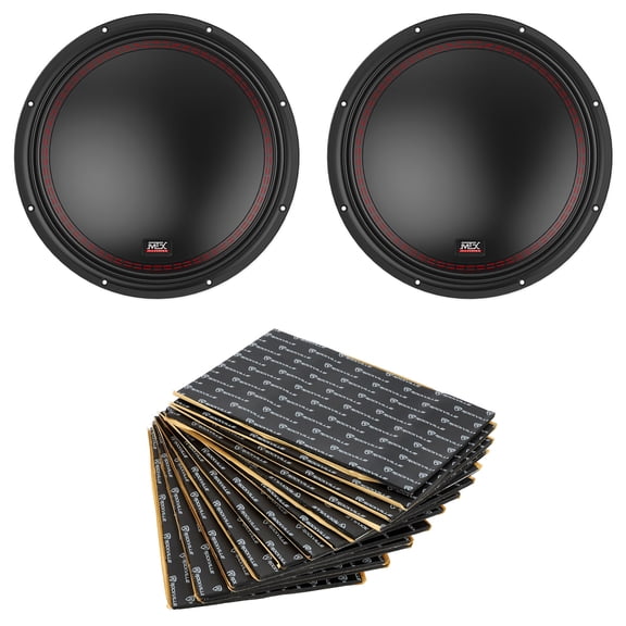 MTX 5512-44 Bundle: 2 12 Inch 800W Peak Car Subwoofers, Rockville RockMat Pro 15 Sq Ft Sound Deadener, 3-items