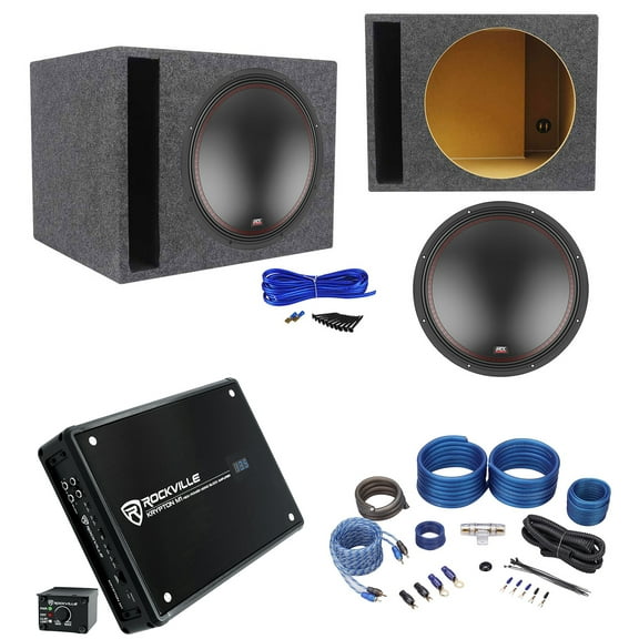MTX 5515-22 15" 800w Subwoofer+Vented Sub Box Enclosure+Mono Amplifier+Amp Kit