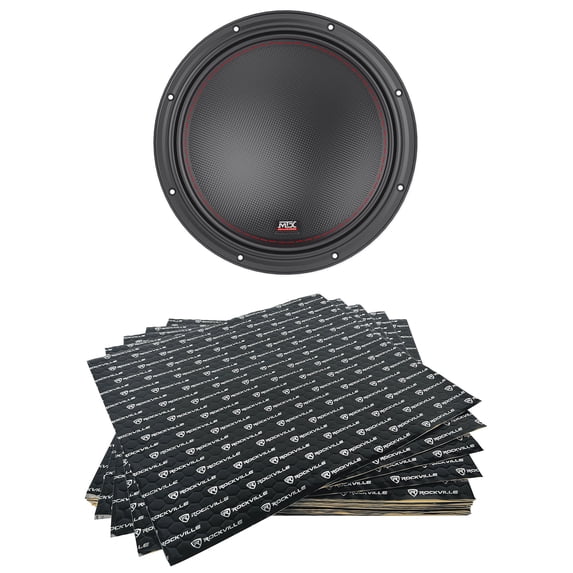 MTX 7512-44 12" 1500w Peak/750w RMS Competition Subwoofer+Vibration Deadener Kit