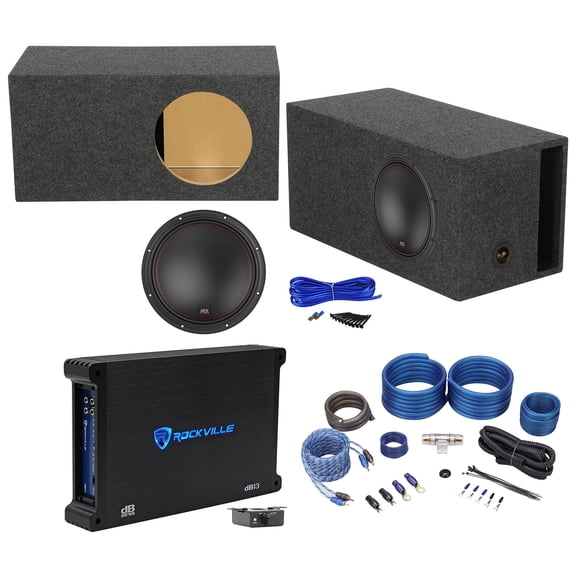 MTX 7512-44 12" 1500w Subwoofer+Vented Sub Box Enclosure+Mono Amplifier+Amp Kit