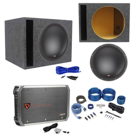 MTX 7515-22 15" 750w RMS Subwoofer+Vented Sub Box Enclosure+Mono Amplifier+Wires