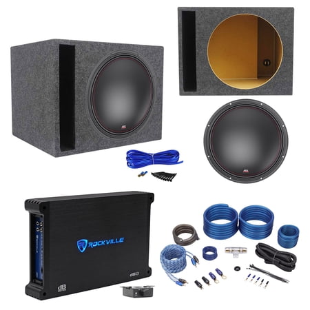 MTX 7515-44 15" 750w RMS Subwoofer+Vented Sub Box Enclosure+Mono Amplifier+Wires