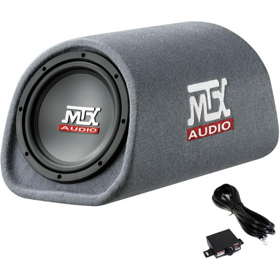 MTX Audio RT8PT 8 Inch 240 Watt Car Loaded Universal Powered High Performance Amplified Tube Box Vented Subwoofer Enclosure, RCA Connectivity