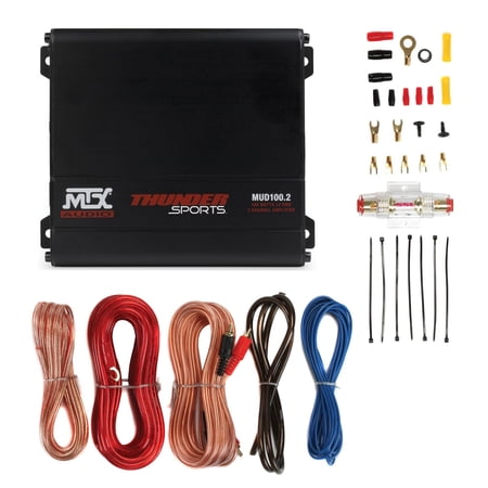 MTX Mud Series 200W RMS 2 Channel Amp Kit & Soundstorm 8 Gauge Wiring Kit