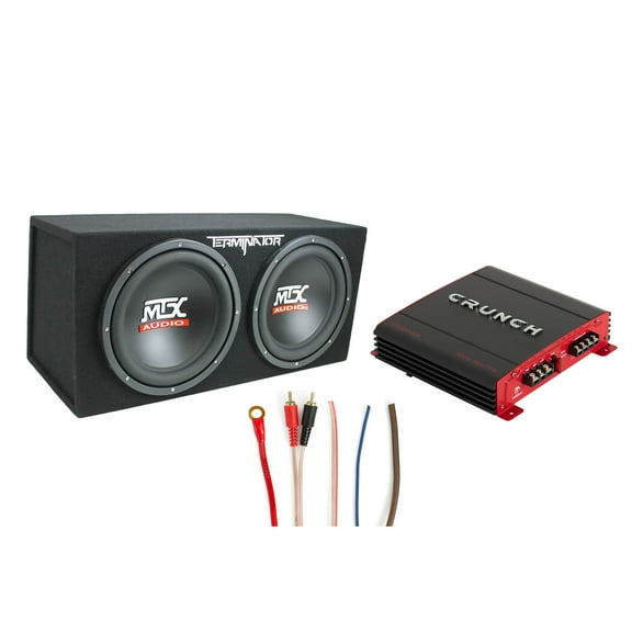 MTX Subwoofer Box, Crunch 2 Channel Amplifier, & Soundstorm Wiring Kit