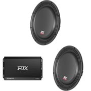 MTX TERMINATOR 1000-Watt RMS 1  Mono Block Class D Amplifier and Two MTX Audio 3510-04S 35-Series 10 300W RMS 4-Ohm Shallow Mount Subwoofer