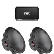 MTX TERMINATOR 1000-Watt RMS 1  Mono Block Class D Amplifier and Two MTX Audio 7515-44 75-Series 15 750W RMS Dual 4-Ohm Subwoofer