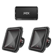 MTX TERMINATOR 1000-Watt RMS 1  Mono Block Class D Amplifier and Two MTX Audio S6512-44 S65-Series Square 12 500W RMS Dual 4-Ohm Subwoofer