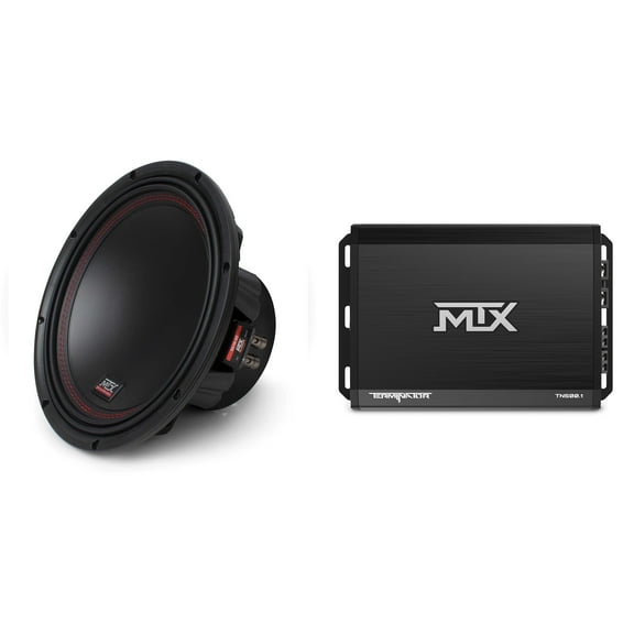 MTX TERMINATOR 500-Watt RMS 2 Mono Block Class D Amplifier and MTX Audio 5510-44 55-Series 10" 400W RMS Dual 4-Ohm Subwoofer