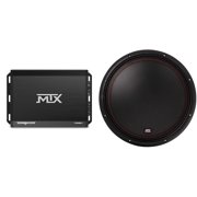 MTX TERMINATOR 500-Watt RMS 2  Mono Block Class D Amplifier and MTX Audio 5515-44 55-Series 15" 400W RMS Dual 4-Ohm Subwoofer