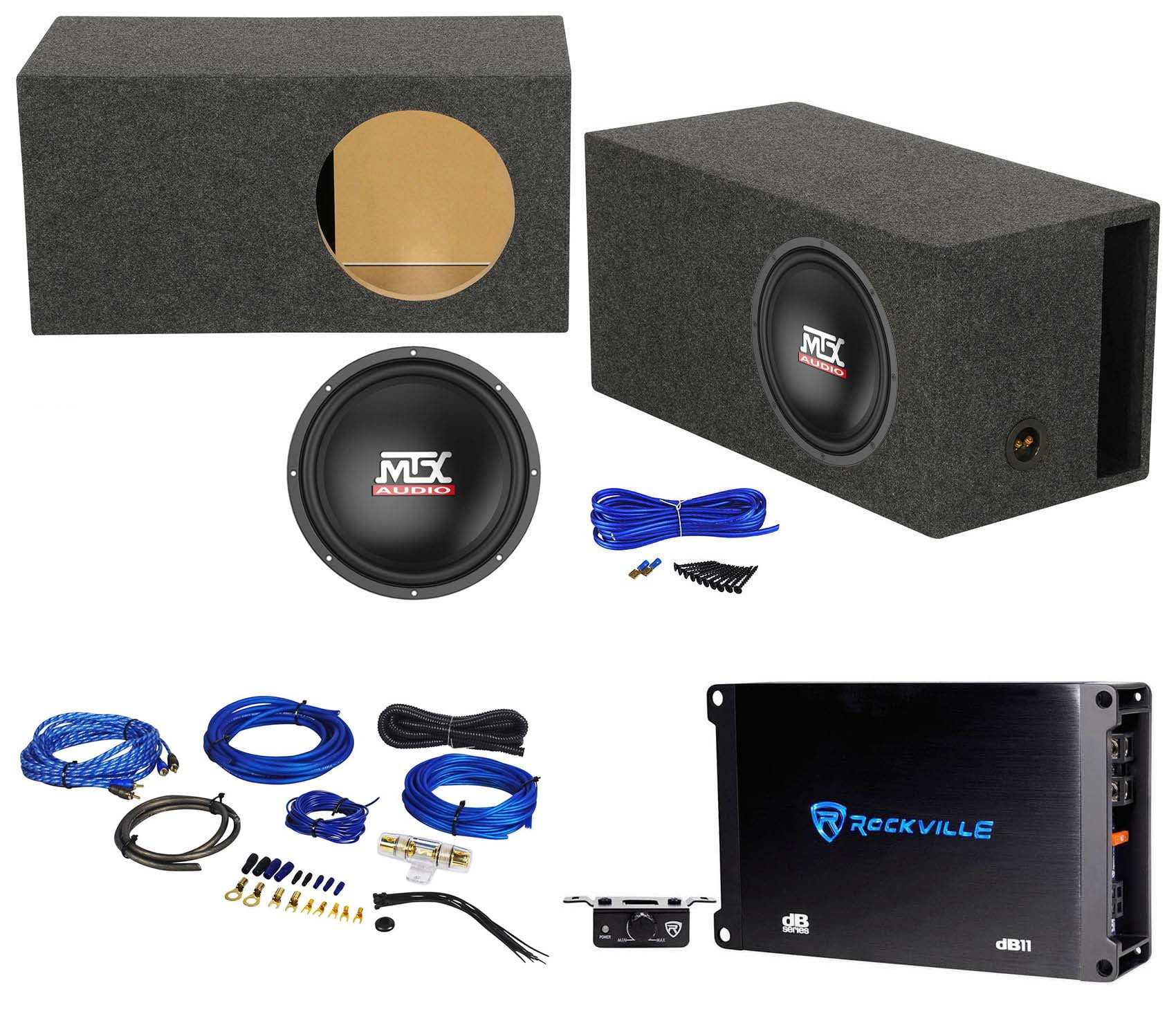 MTX TN1202 12” 400w Car Audio Subwoofer+Vented Sub Box+Mono Amplifier
