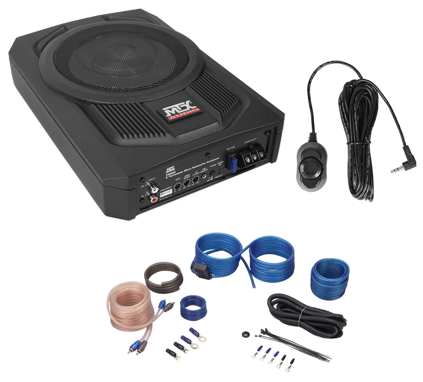 MTX Audio 8" Slim Under-Seat Car Subwoofer, Black