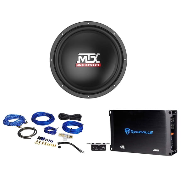 MTX Terminator TN12-02 12 400w 2 Ohm Car Audio Subwoofer+Mono Amplifier+Amp Kit