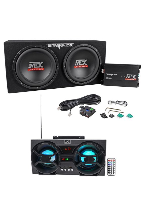 MTX Terminator TNP212D2 1200w Dual 12 Subwoofers/Box/Amp Package+Free Speaker !