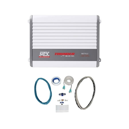 MTX WET75.2 200 Watt 2-Channel Marine Amplifier+Amp Kit For Boat/ATV/UTV/RZR