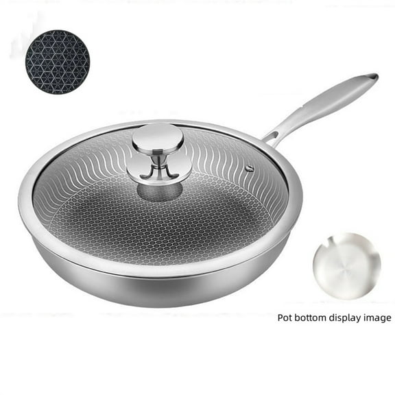 MTYIQS ​9.5 Inch Nonstick Frying Pan with Lid, Stainless Steel Skillet Oven Safe, With Cool Grip Ergonomic Handle for Gas, Electric, Ceramic & Induction Cooktops