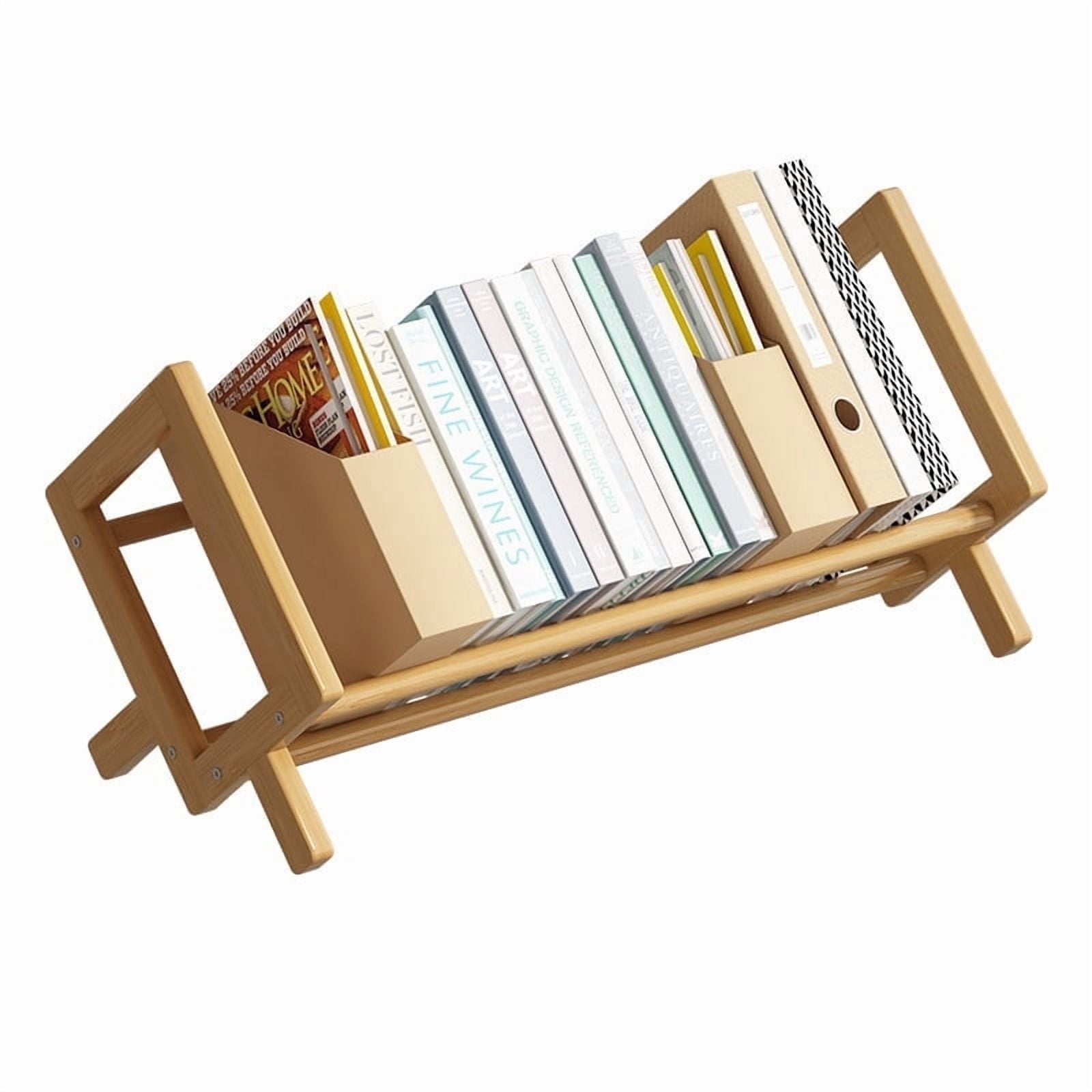 MTYIQS Wood Desktop Bookshelf,Small Bookcase Organizer Tilting Bookshelves Storage Rack Display Stand for Living Room/Office Supplies Storage,Suitable for children, adolescents