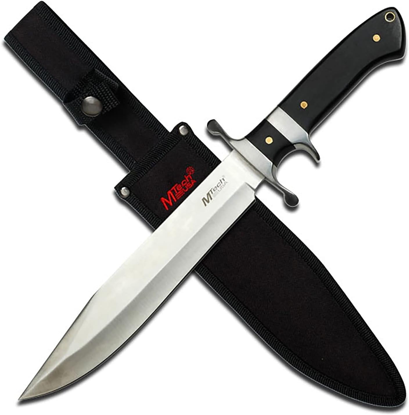 MTech USA Fixed Blade Tactical Knife, 15-Inch Overall, Satin Stainless Steel Blade, Black Pakkawood Handle