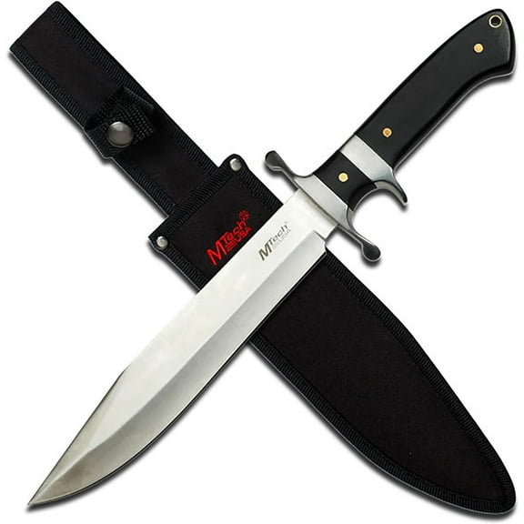 MTech USA Fixed Blade Tactical Knife, 15-Inch Overall, Satin Stainless Steel Blade, Black Pakkawood Handle