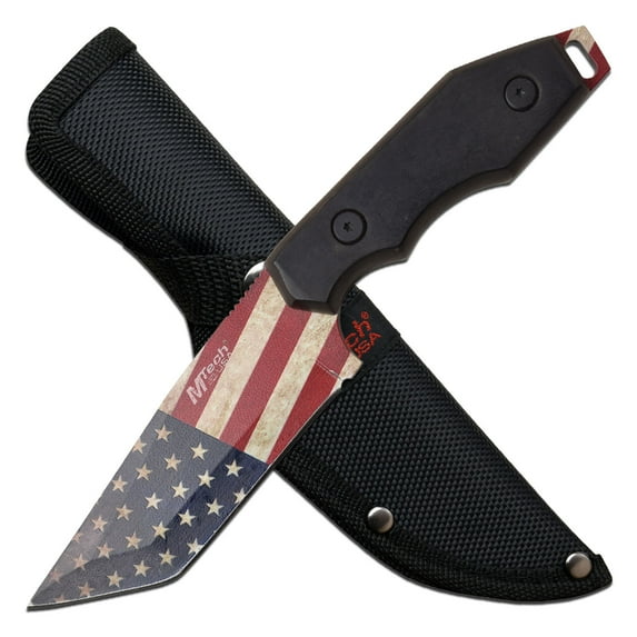 MTech USA Flag Printed Tanto 8.25 inch Fixed Blade Knife - MT-20-87BA