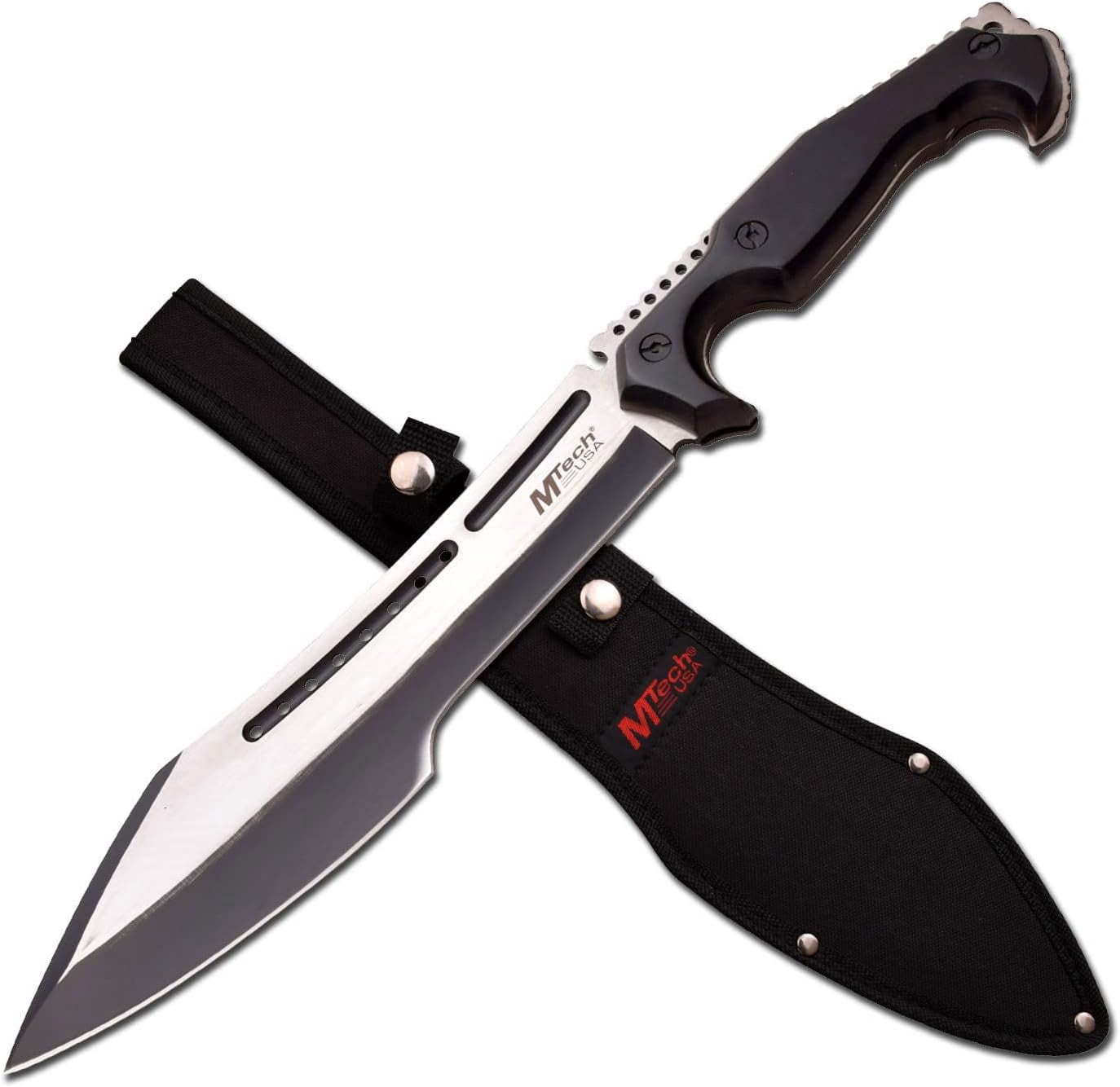 MTech USA Stainless Steel Tactical Survival Knife, 10" Black Blade, Durable G10 Handle for Outdoor Adventures