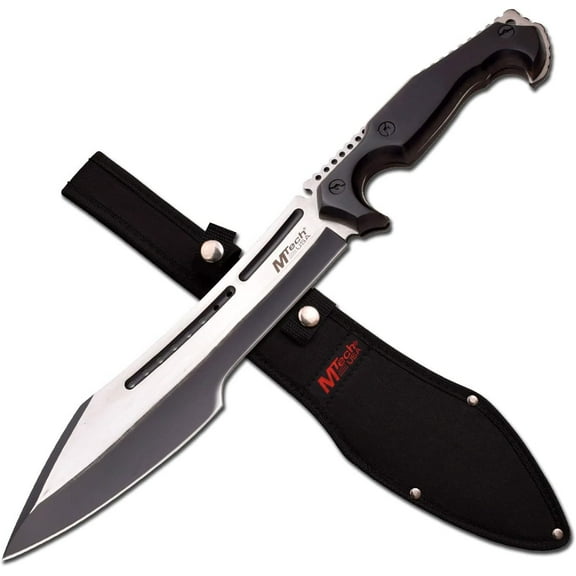 MTech USA Stainless Steel Tactical Survival Knife, 10" Black Blade, Durable G10 Handle for Outdoor Adventures