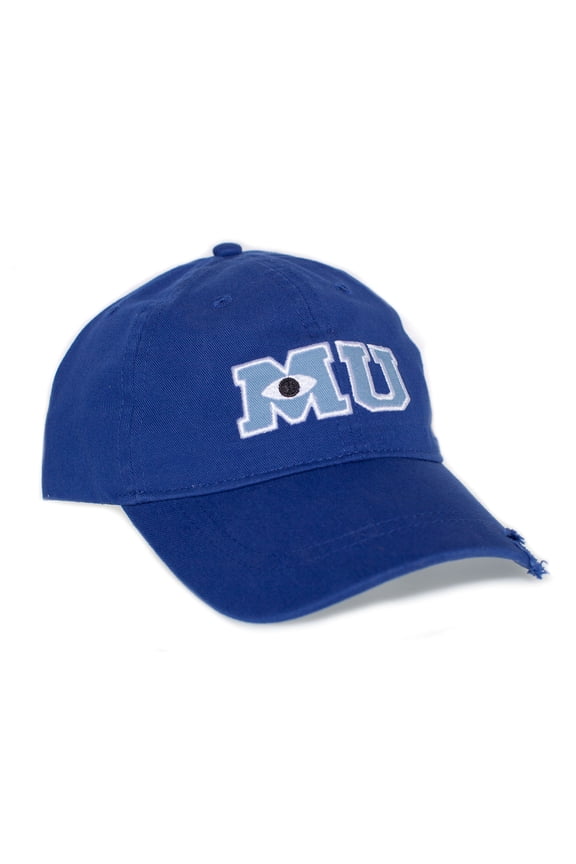 MU Embroidered Dad Hat Monsters Cap Adult University One-Size Royal Blue Distressed