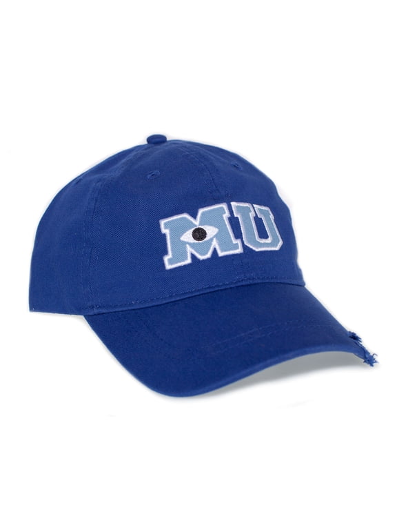MU Embroidered Dad Hat Monsters Cap Adult University One-Size Royal Blue Distressed