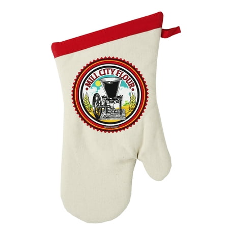 MU Kitchen 100% Cotton Terry-Lined Designer Oven Mitt, 13-Inch, Mill City