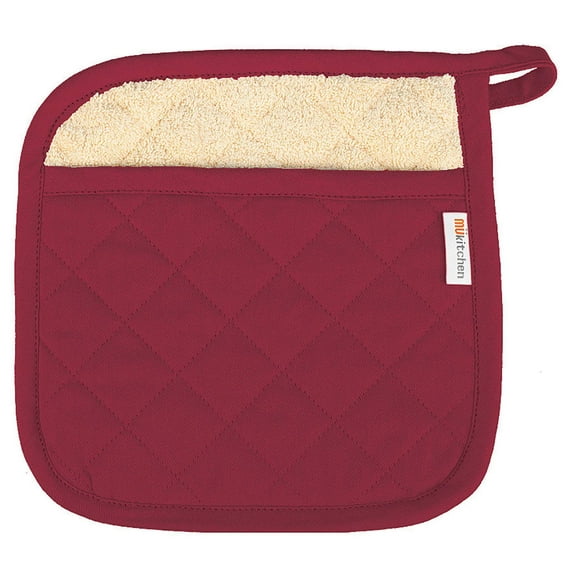 MU Kitchen 100% Quilted Cotton Pot Holder, 9-inch by 9-Inch, Cabernet