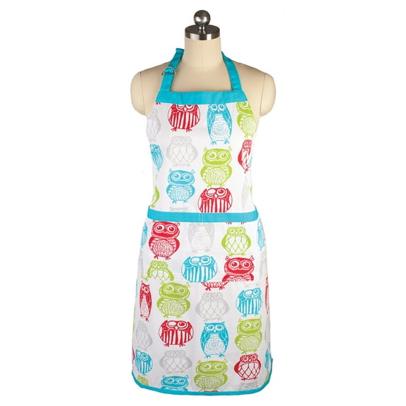 MU Kitchen Adjustable Cotton Designer Apron, 35-Inches, Happy Owls