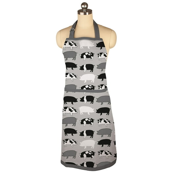 MU Kitchen Adjustable Cotton Designer Apron, 35-Inches, Pigs