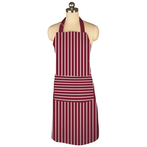 MU Kitchen Adjustable Cotton Pinstripe Apron, 35-Inches, Cabernet