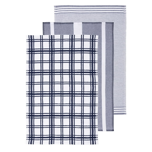 MU Kitchen Terry Kitchen Towel, Set of 3, Ink Blue