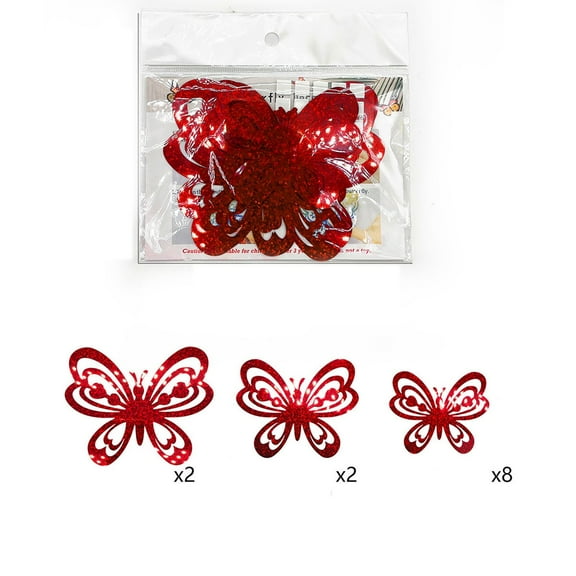 MUAXDA 3D Red Butterfly Wall Stickers, 12pcs Removable Valentine's Red Butterfly Stickers, Wall Decal Butterfly Wall Decals for Home and Room Decoration Wedding Bedroom Decor Living Room Sticker