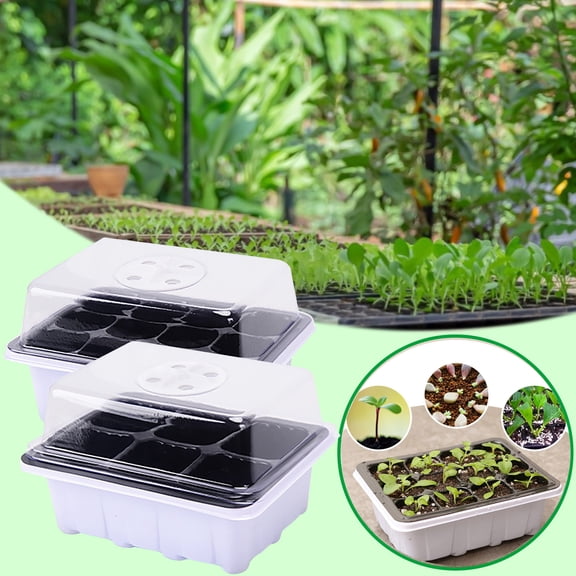 MUAXDA 5 Packs Seed Starter Tray, Seed Starter Kit, Plant Starter Kit, Mini Greenhouse Germination Kit for Seeds Growing Starting (12 Cells Per Tray)