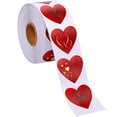 thumbnail image 1 of MUAXDA 500 Red Heart Shape Stickers, Valentines Glitter Red Heart Stickers, 3 Different Designs in one roll, Suitable for Love Theme Party Decorations, Annieversary, Birthday, 1 of 6