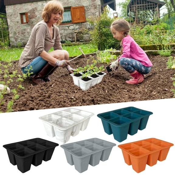 MUAXDA 6-Cell Seed Starter Tray, Silicone Seed Tray Kit, Plant Germination Trays Gardening Starter Kit, Reusable Seed Starter Tray for Plant Germination, Seeds Growing