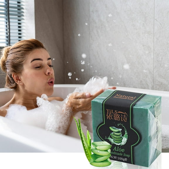 MUAXDA Aloe Bar Soap, Exfoliating Bar Soap, Deep Cleansing and Hydrating Soap for Men & Women, Non-Drying Bar, Fresh Aloe