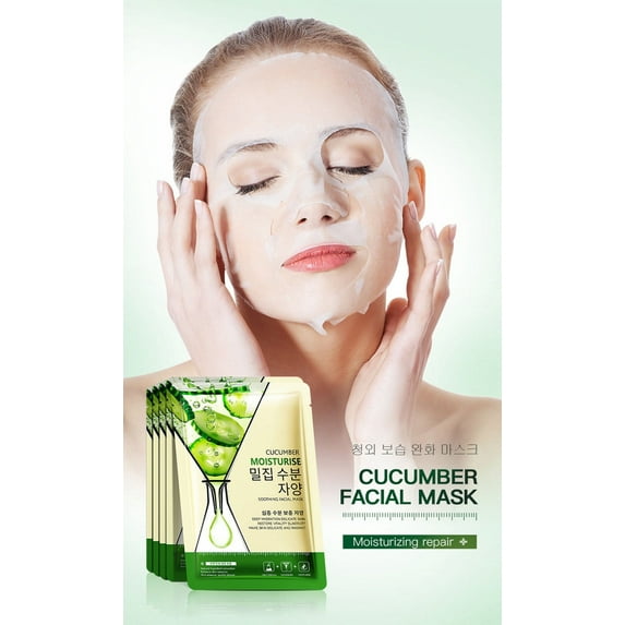 MUAXDA Cucumber Moisturizing Face Mask, Daily Face Mask with Cucumber, Moisturizing Mask for Dry & Aging Skin, Soothes Irritated Skin, Reduces Wrinkles & Fine Lines