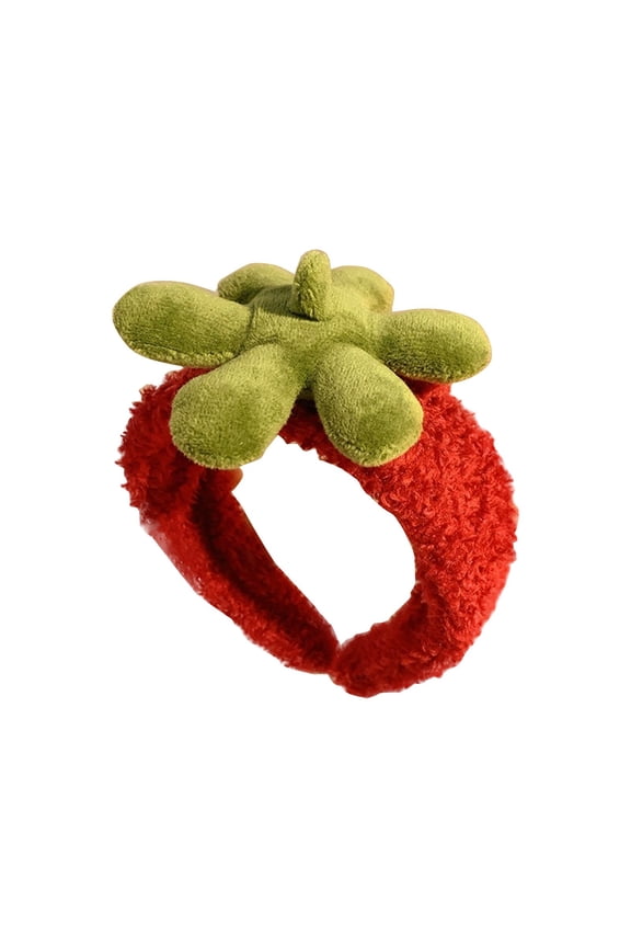Cute And Versatile Strawberry-Shaped Headband - For Parties Costumes Photo Props Face Washing And Makeup Application - Soft Comfortable