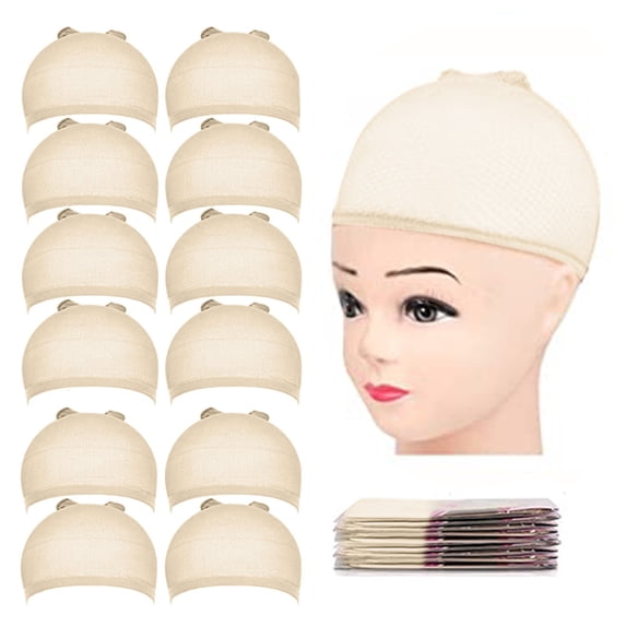 MUAXDA Hair Mesh Wig Hair Net Stocking Wig Caps for Women 12 Pack Light Blonde