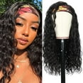 thumbnail image 1 of MUAXDA HeadBand Wig Curly Human Hair Wig None Lace Front Wigs for Women, 1 of 7