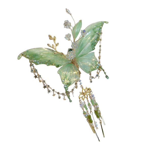 MUAXDA Large Wing Hair Clips Beaded Hair Claws For Hairstyles Tassel Hair Clip For Women