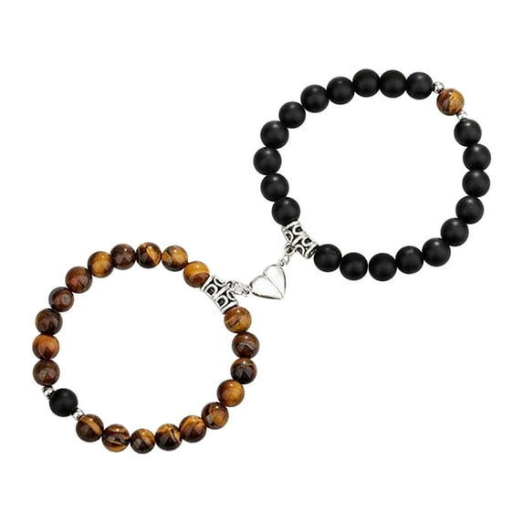 MUAXDA Magnetic Couples Bracelets, Matching Bracelets, Adjustable Connecting Bracelets, Double Rope Strong Couple Valentines Day Gifts Friendship Beads Bracelet