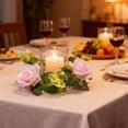 thumbnail image 1 of MUAXDA Small Flower Rings for Centerpieces - 9 Inch Valentine's Day Artificial Rose Flower Candle Holders - Candle Wreath for Wedding Party Christmas Table Decorations, 1 of 6